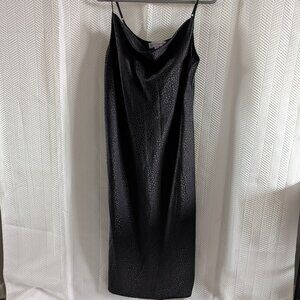 Emma & Michele Spaghetti Strap Cowl Neck Bias Slip Dress Black Size Large Satiny